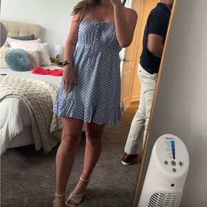 Lulus Grecian Getaway Blue and White Print Mini Dress